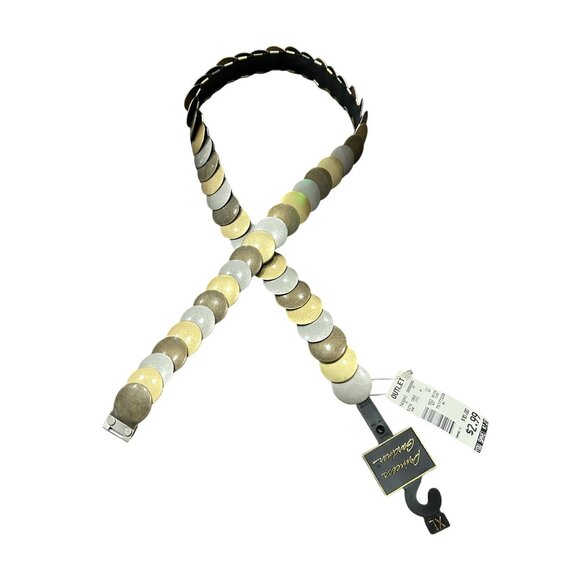 Princess Gardner Metal Disc Belt Gold Silver Sz XL Elastic Classic Stretch NWT - Picture 1 of 7